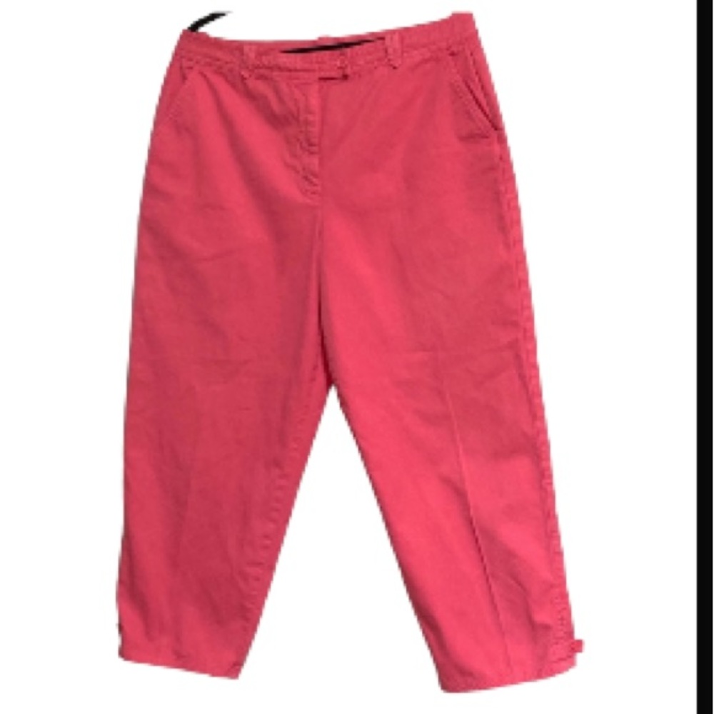 TALBOTS Pink Salamander Cotton Blend Cropped Pants Womens Plus Size 16